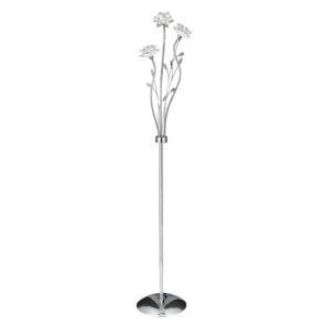  3 Light Floor Lamp, Chrome, Clear Flower Glass BPOSL1185