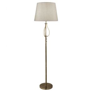  Led 1lt Floor Light, Antique Brass With Oatmeal Shade BPOSL1205