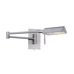  Wall Flexible Arms 1lt Wb Swing Arm, Satin Silver & Frosted/Clear Glass Lens BPO