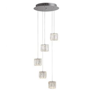  Led 5lt Octagon Ceiling Multi-Drop, Clear Crystal Trim, Crushed Ice Deco BPOSL12