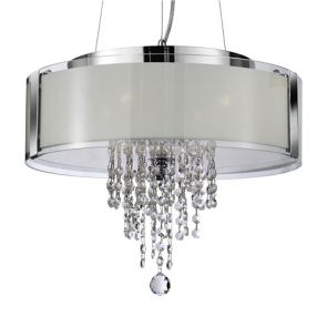  Pendant - 4lt Pendant, Chrome With Frosted Glass And Clear Crystal Buttons BPOSL