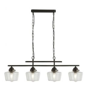  4lt Pendant, Black With Clear  Glass BPOSL1284