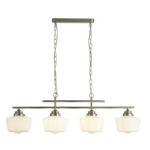  4lt Pendant, Satin Silver With Opal Glass BPOSL1285