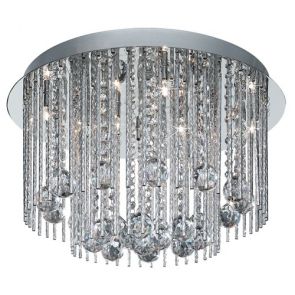  8lt Ceiling Flush, Chrome With Twist Tubes And Clear Crystal Ball Drops BPOSL128