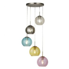 5lt Pendant, Satin Silver With Multi Coloured Glass BPOSL1303
