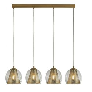  4lt Pendant, Satin Brass And Clear Glass BPOSL1338