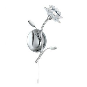  1lt Wall Bracket, Chrome, Clear Flower Glass BPOSL1339