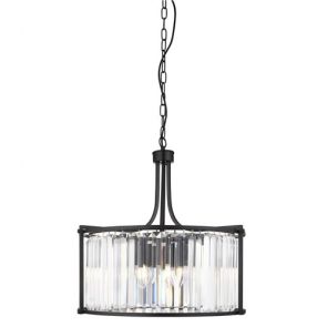  5lt Drum Pendant, Matt Black With Crystal Glass BPOSL1343