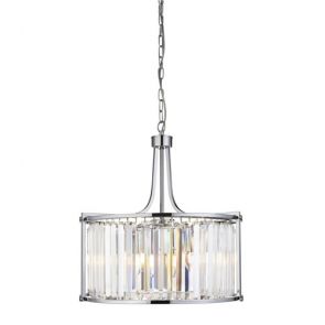  5lt Drum Pendant, Chrome With Crystal Glass BPOSL1344