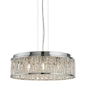  7lt Ceiling Flush/Pendant, Chrome, Clear Crystal Drops, Aluminium Tubes Tr BPOSL