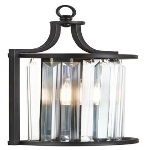  1lt Wall Light, Black With Crystal Glass BPOSL1374
