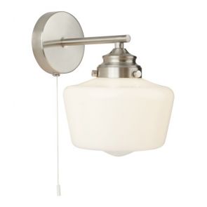  1lt Wall Light , Satin Silver With Opal Glass BPOSL1388
