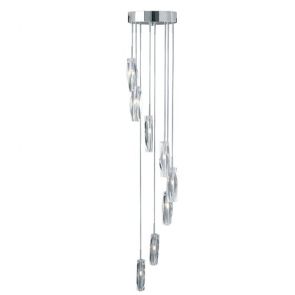  8lt Ceiling Multi-Drop, Chrome, Clear K9 Glass BPOSL1425