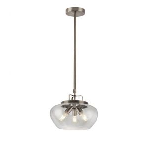  3lt Pendant Satin Silver/Clear BPOSL1439