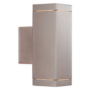  Led Outdoor & Porch (Gu10 Led) Wall Light 2lt Satin Silver Square BPOSL1442