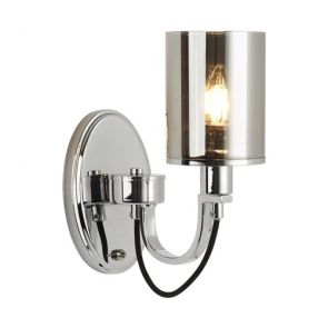  1lt Wall Bracket, Chrome, Black Braided Cable, Smoked Glass Shades BPOSL1447