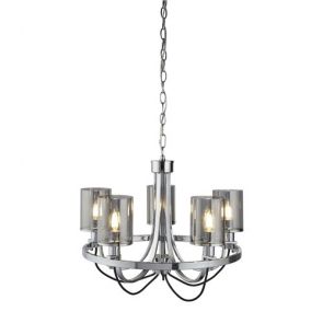  5lt Ceiling, Chrome, Black Braided Cable, Smoked Glass Shades BPOSL1448