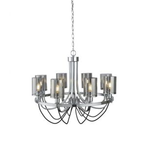  8lt Ceiling, Chrome, Black Braided Cable, Smoked Glass Shades BPOSL1449