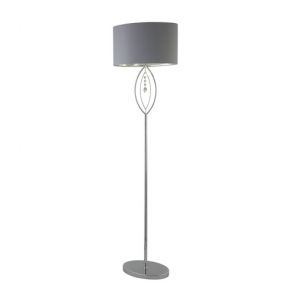  Chrome Floor Lamp, Grey Oval Shade With Silver Interior BPOSL1468