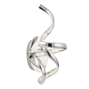  Twirls Arm Led Wall Bracket, Chrome, Clear Crystal BPOSL1477