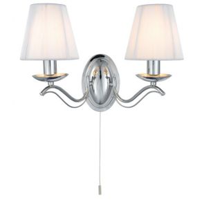  2lt Wall Bracket, Chrome, White String Shades BPOSL1521