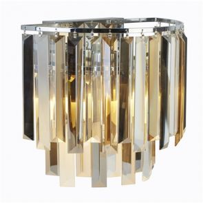  2 Light Chrome Wall Bracket With Cl,Am Sm Glass BPOSL1526