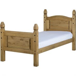 Waxed Pine Bedroom 3'0 Bed High Foot End