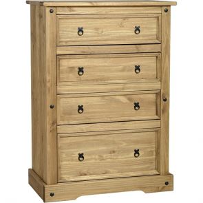 Waxed Pine Bedroom 4 Drawer    Chest