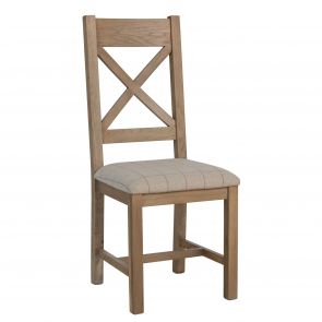 Hereford Dining Cross Back Dining Chair Natural Check (Sold In Pairs)