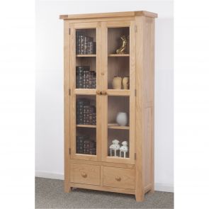 Chunky Oak Dining Glass Display Cabinet