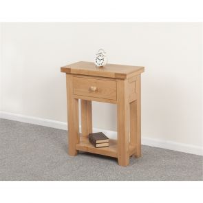 Chunky Oak Dining Small Console Table with 1 Drawer