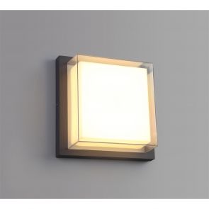 Bfs Lighting Amora Wall Lamp, 1 x 16W LED, 3000K, 1135lm, IP65, Anthracite/Opal/Clear PC,    