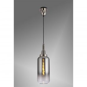 Bfs Lighting Angela 1 Light Pendant E27 With 30cm Cylinder Glass, Copper/Matt Black/Clear IL8