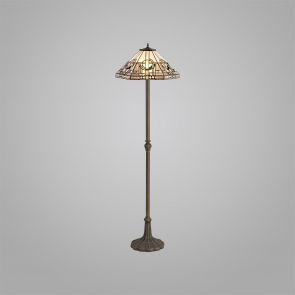 Bfs Lighting Areta 2 Light  Floor Lamp E27 With 40cm Shade, White/Grey/Black IL0300KHS