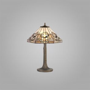 Bfs Lighting Areta 2 Light Tree Like Table Lamp E27 With 40cm Shade, White/Grey/Black IL1200K