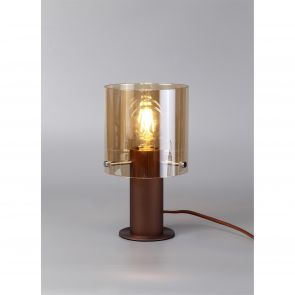 Bfs Lighting 3 Brita Table Lamp, 1 Light Table Lamp E27, Mocha/Amber Glass