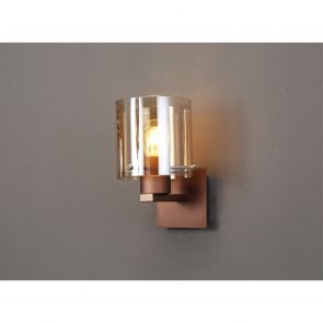 Bfs Lighting 3 Brita Single Switched Wall Lamp, 1 Light, E27, Mocha/Amber Glass