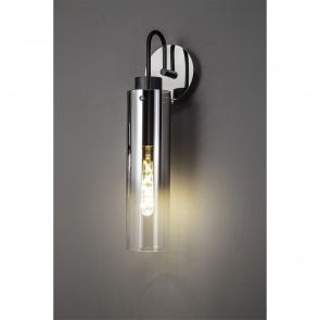 Bfs Lighting 3 Brita Slim Single Switched Wall Lamp, 1 Light, E27, Black/Smoke Fade Glass