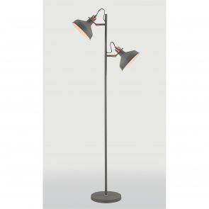 Bfs Lighting Bronx Floor Lamp, 2 x E27, Sand Grey/Copper/White IL0277HS