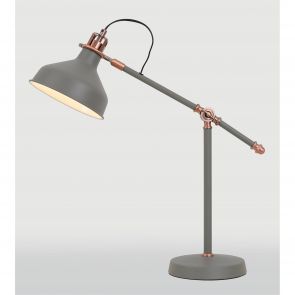 Bfs Lighting Bronx Adjustable Table Lamp, 1 x E27, Sand Grey/Copper/White IL5007HS