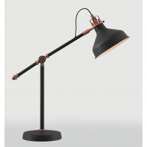 Bfs Lighting Bronx Adjustable Table Lamp, 1 x E27, Graphite/Copper/White IL6177HS