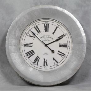 Wall Clock large silver frame paris