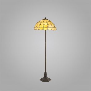 Bfs Lighting Camillie 2 Light gonal Floor Lamp E27 With 40cm Shade, Beige/Clear Crystal/Ant B