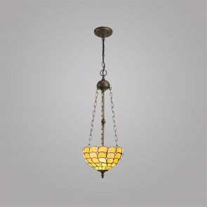 Bfs Lighting Camillie 3 Light  Pendant E27 With 30cm Shade, Beige/Clear Crystal IL3400KHS