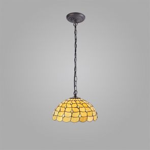 Bfs Lighting Camillie 1 Light Pendant E27 With 50cm Shade, Beige/Clear Crystal/Ant Brass IL65