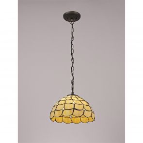 Bfs Lighting Camillie 1 Light  Pendant E27 With 30cm Shade, Beige/Clear Crystal IL7300KHS