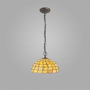 Bfs Lighting Camillie 3 Light Pendant E27 With 50cm Shade, Beige/Clear Crystal/Ant Brass IL85