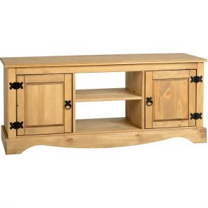 Waxed Pine Dining 2 Door 1 Shelf Flat Screen Tv Unit