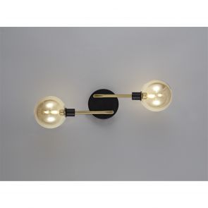 Bfs Lighting Daniela Wall Lamp, 2 Light G9, Matt Black/Antique Brass/Cognac Glass IL3377HS
