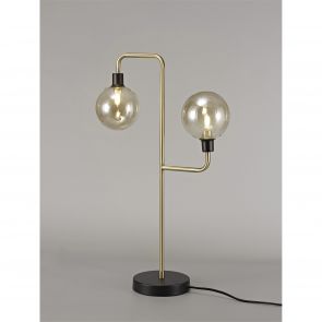Bfs Lighting Daniela Table Lamp, 2 Light G9, Matt Black/Antique Brass/Cognac Glass IL4377HS